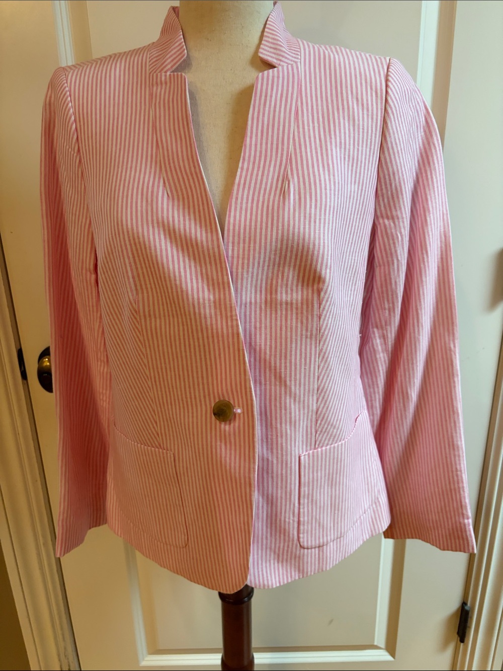 Talbots Women's Pink Striped Single-Button Blazer - size 8 - NWT